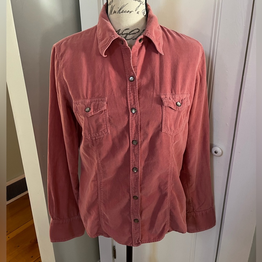 Super Soft J. Crew Corduroy Shirt with Pearl Snap Closure. Women's Size: M.